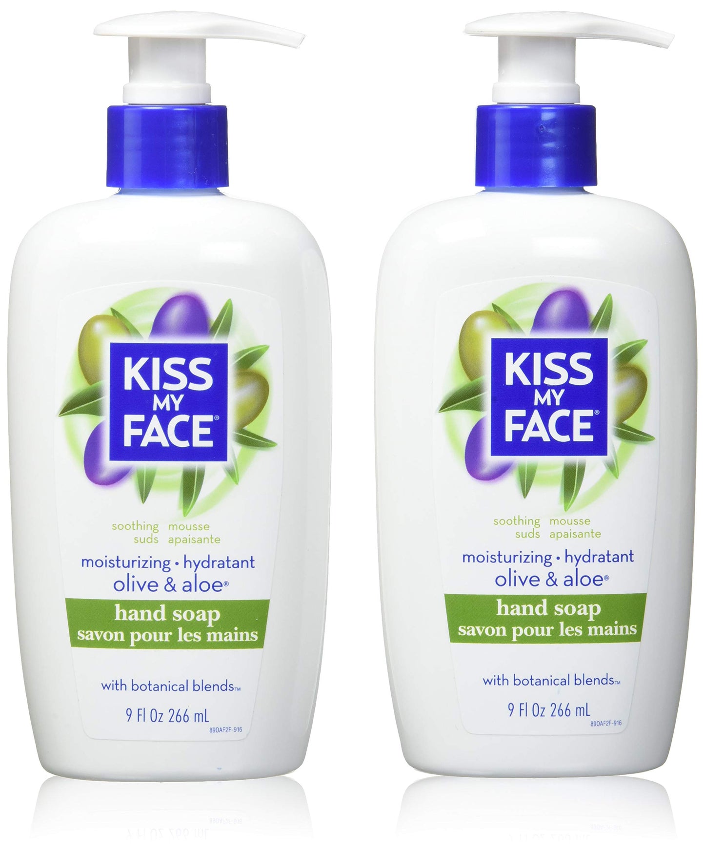 Kiss My Face Moisture Liquid Hand Soap – Vegan and Cruelty Free Hand Wash Soap – 9 fl oz Bottle with Pump Dispenser (Olive and Aloe, Pack of 6)