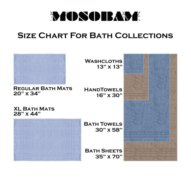 Mosobam Luxury Turkish Towels Set of 12 Washcloths 13X13 Navy Blue 700 GSM Bamboo Viscose & Aegean Turkish Combed Cotton