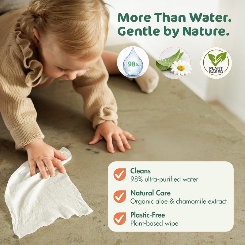 Naty Baby Wipes - Hypoallergenic, Unscented & Plant-Based | 672 Count, Compostable for Sensitive Skin