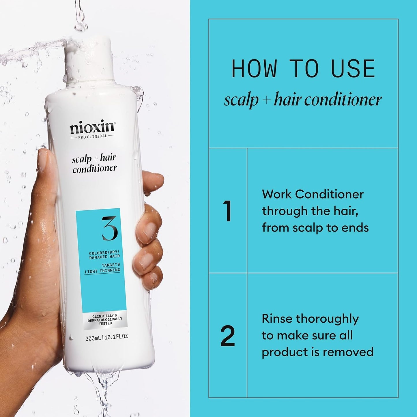 Nioxin System 3 Scalp & Hair Thickening Conditioner - Nourish Colored, Dry & Damaged Hair | Infused with Niacinamide & Biotin | Promotes Vibrant Color & Vitality
