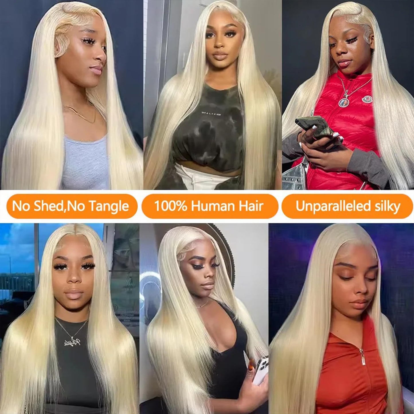Blonde Straight Human Hair Bundles #613 Honey Blonde (14 16 18 Inch) Unprocessed Virgin Human Hair Extensions 3 Bundles 300g Total Double Weft for Black Women