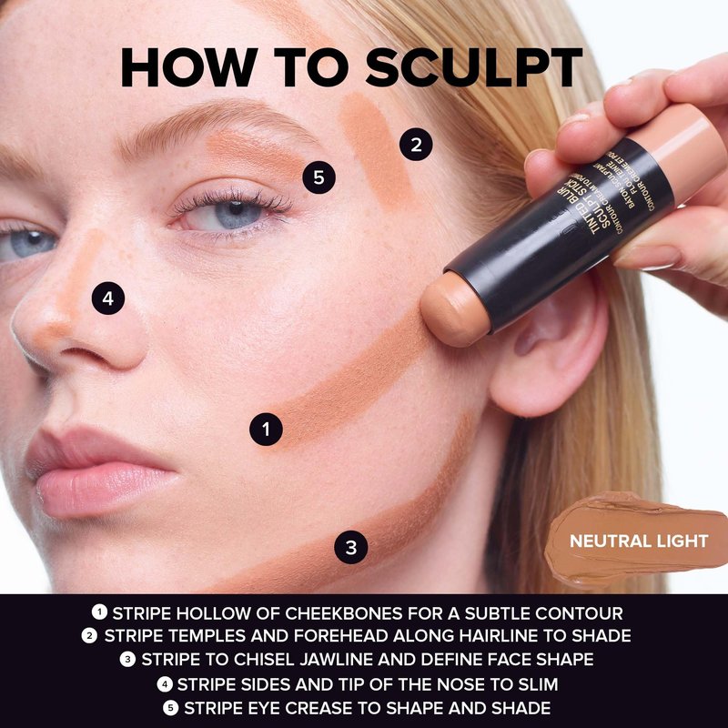 Nudestix Tinted Blur Sculpt Stick – Cream-to-Powder Matte Contour Stick for Natural Face Sculpting & Definition | Lightweight, Blendable, Vegan & Clean Beauty Makeup - Neutral Light