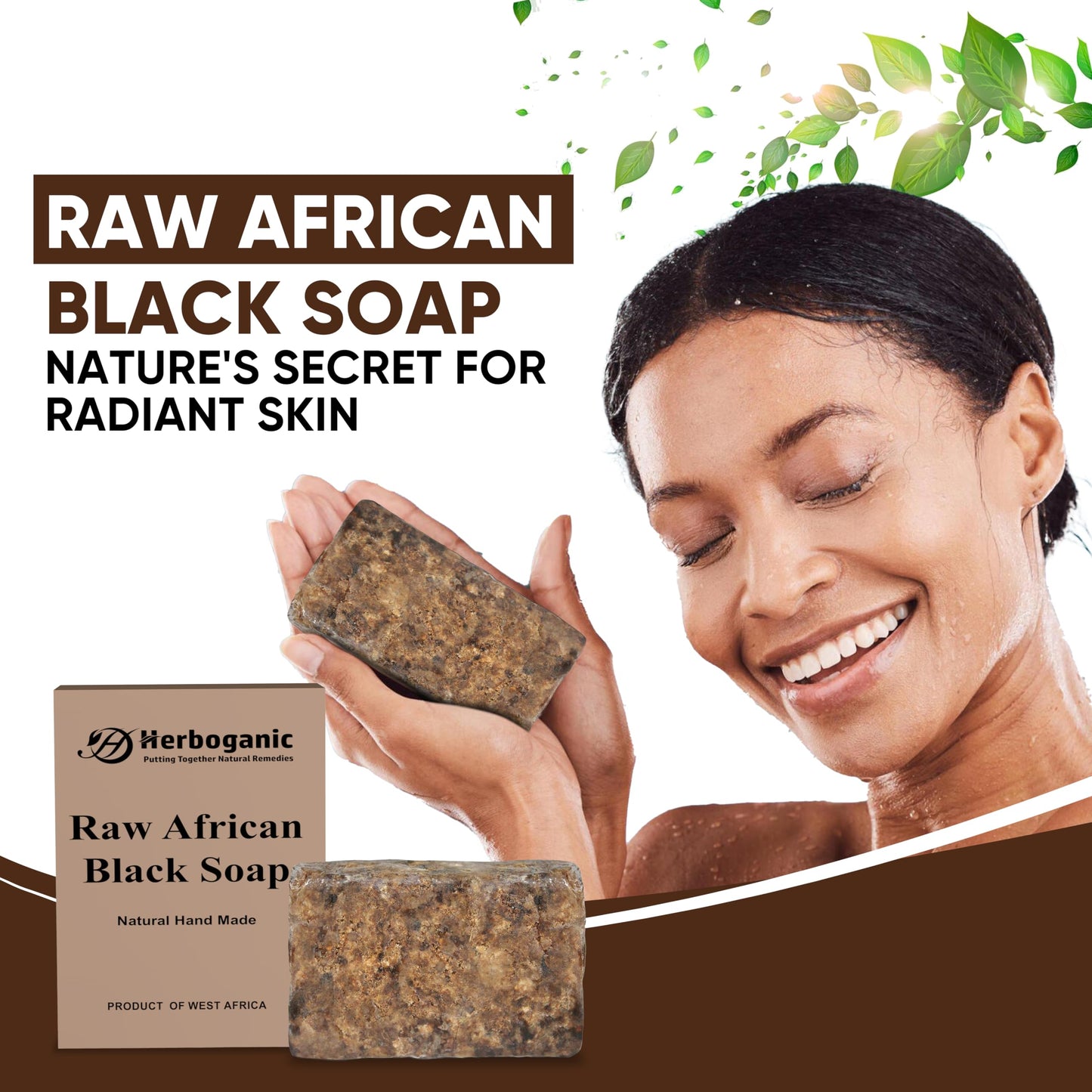HERBOGANIC Raw African Black Soap (Raw African Black Soap 6 Oz. (Pack of 12))
