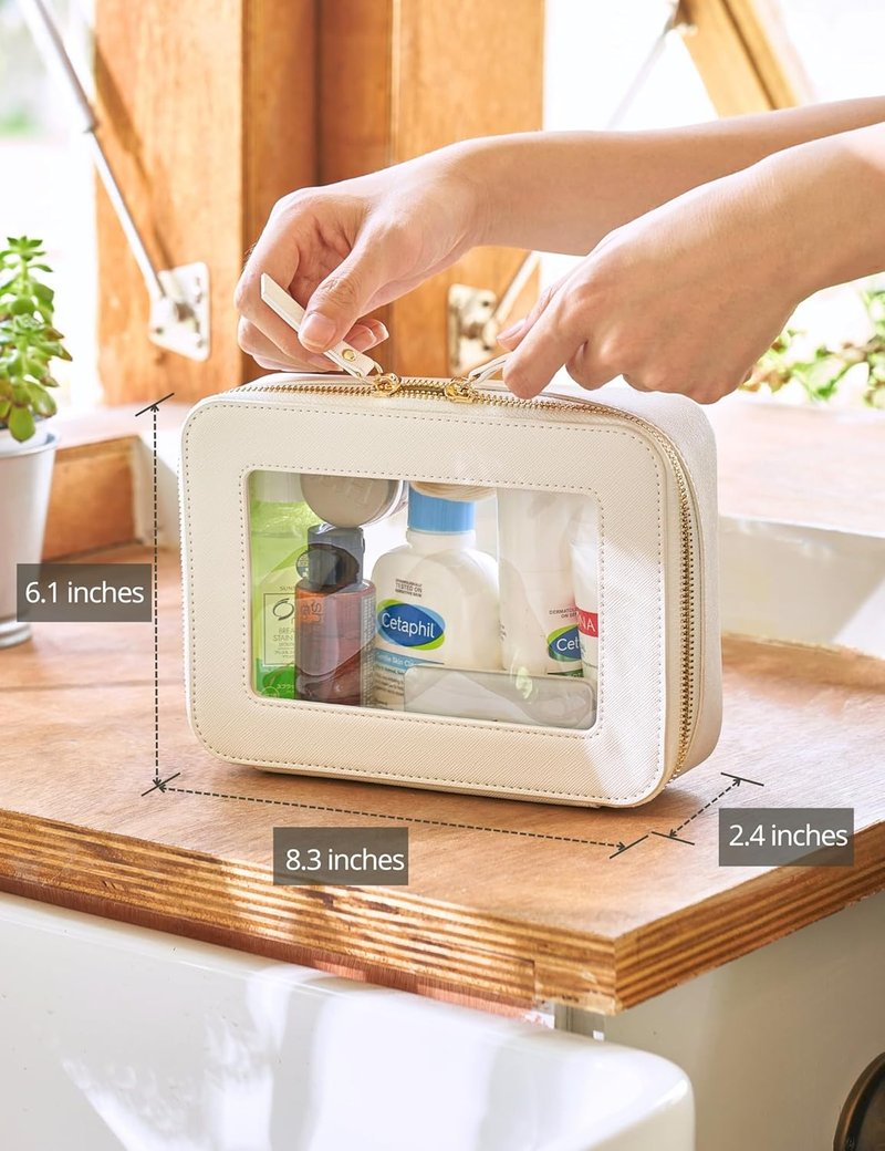 Clear Makeup Bag - Transparent Travel Cosmetic Case with Zipper | Portable Toiletry Organizer for Essentials