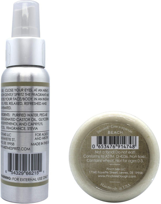 Stress Relief Combo Pack Mist Me Spray and Pinch Me Dough - 3 oz (Beach)