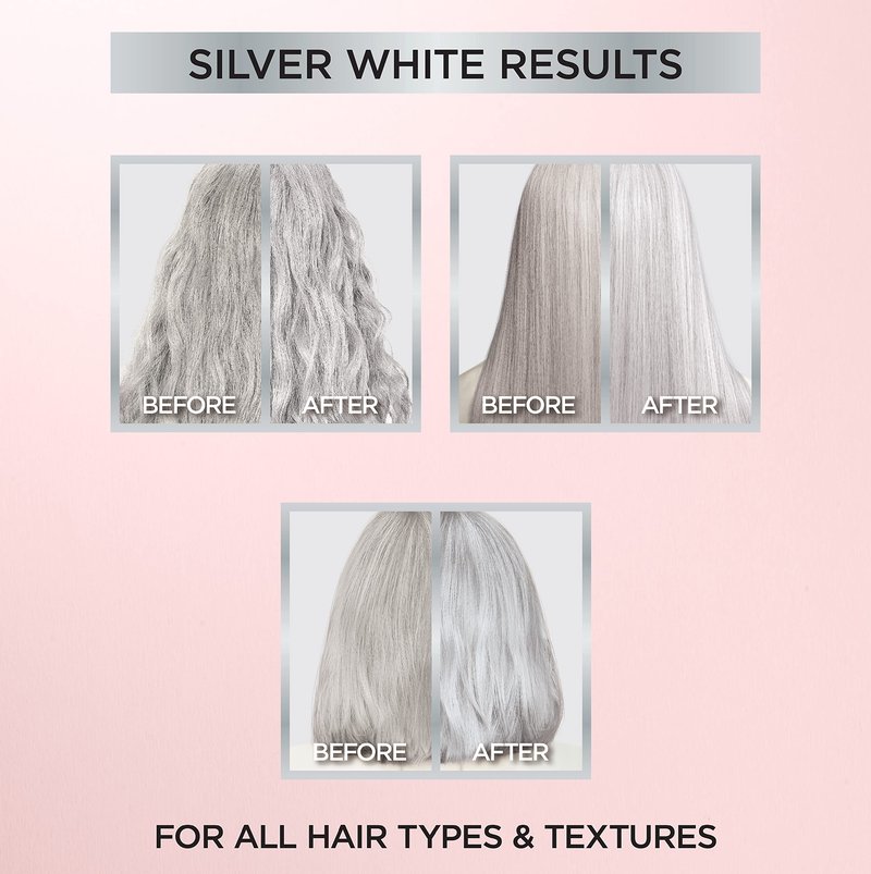 L’Oreal Paris Le Color Gloss One Step Toning Gloss, In-Shower Hair Toner with Deep Conditioning Treatment Formula for Gray Hair, Silver White, 1 Kit