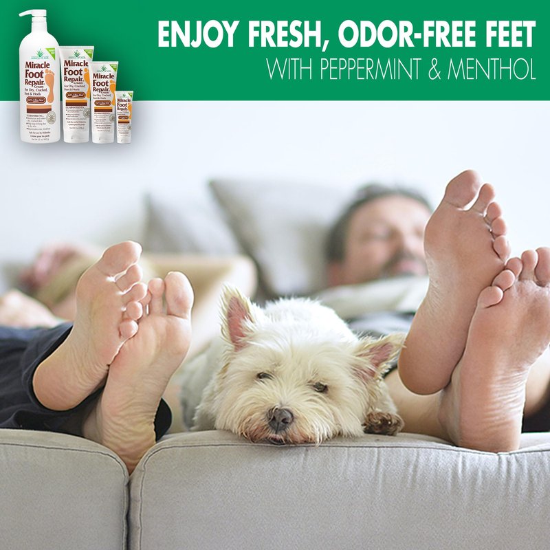Miracle Foot Repair Cream (8 oz / 2-Pack) Repairs Dry Cracked Heels and Feet, 60% Pure UltraAloe Moisturizes, Softens, and Repairs