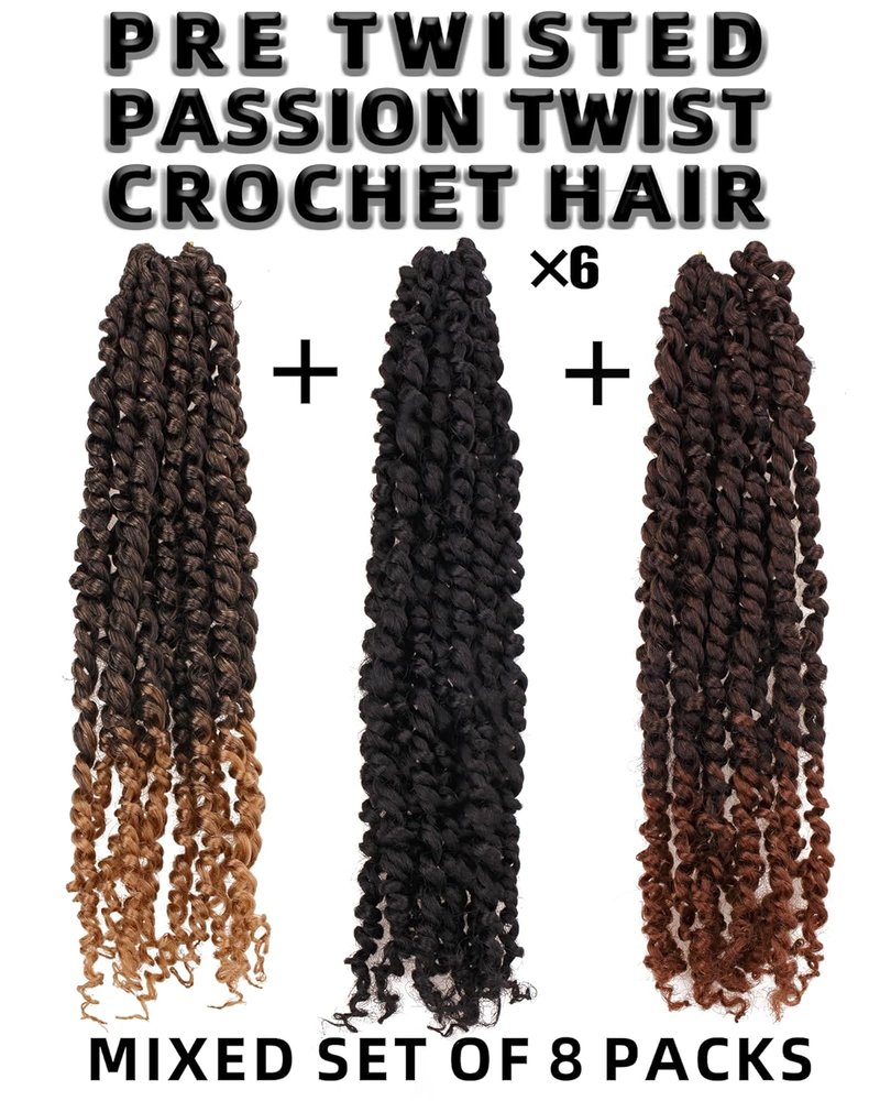 Passion Twist Crochet Hair - 14 Inch Pre-Looped Synthetic Extensions | Mixed Color Combo Pack (1B, T1B/27, T1B/30)