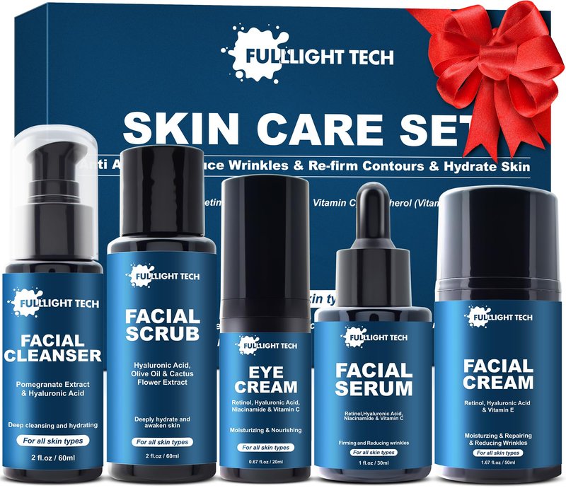 Fathers Day Dad Gift,Mens Skin Care,Anti-Aging Skincare for Men with Retinol & Hyaluronic Acid | Tightens, Firms & Hydrates Skin | Complete Facial Care Routine Kit Birthday Gift for Husband Boyfriend