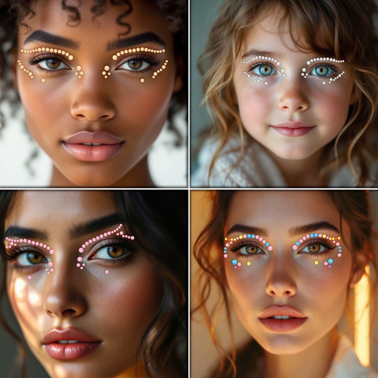 Face Gems – Face Jewels - Self-Adhesive Rhinestone Face Jewels for Makeup, Party & Rave Looks - Eye Gems, Face Glitter, Festival Face Gems, Glitter Tattoo, Self- Adhesive Festival Gems (3 Sheet Mix)