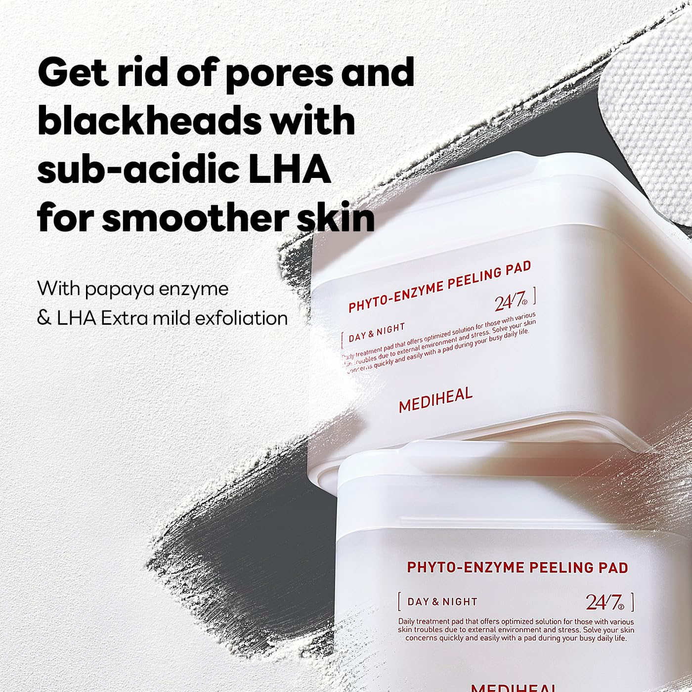MEDIHEAL Phyto Enzyme Peeling Pad - Vegan Face Resurfacing Gauze Pads with LHA & Papaya Enzym - Pore Tightening Pads to Control Sebum - Exfoliating for Dead Skin Cells, 90 sheets