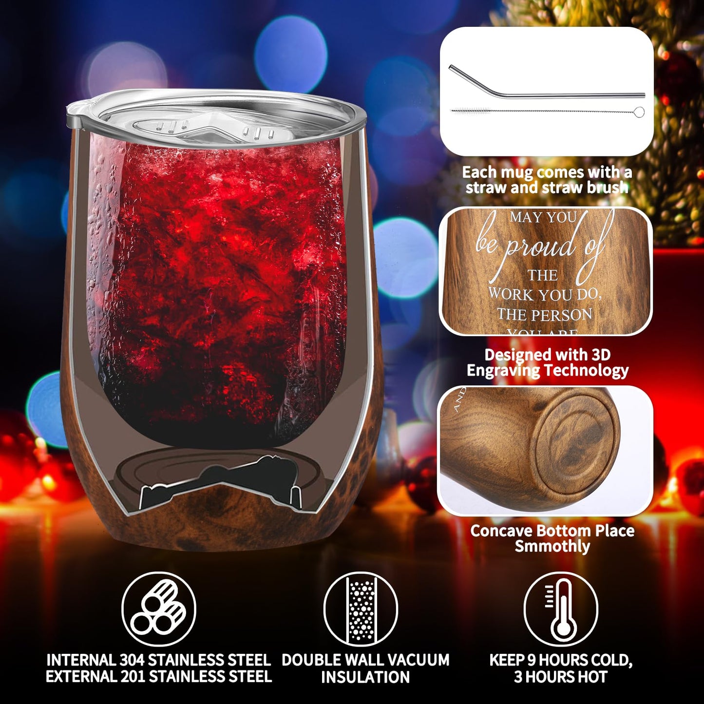 Dandat Set of 3 Male Teacher Appreciation Gifts Travel Leather Toiletry Bag 12oz Stainless Steel Tumbler with Keychain for Coworker Principal Male Nurses Employee Staff