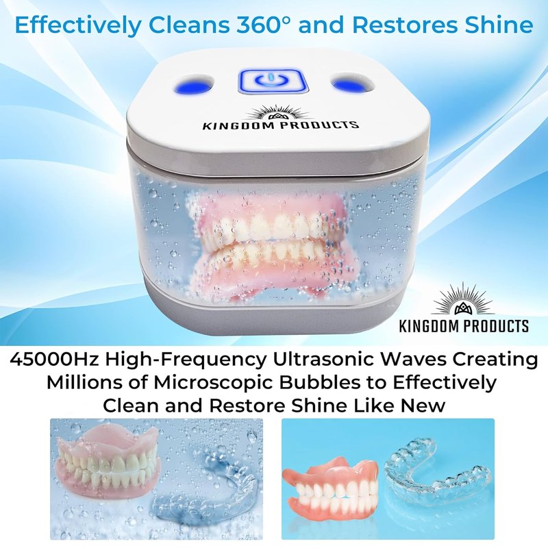 Ultrasonic Retainer Cleaner - 200ML Pod, 45kHz Machine for Dentures, Night Guards & Aligners