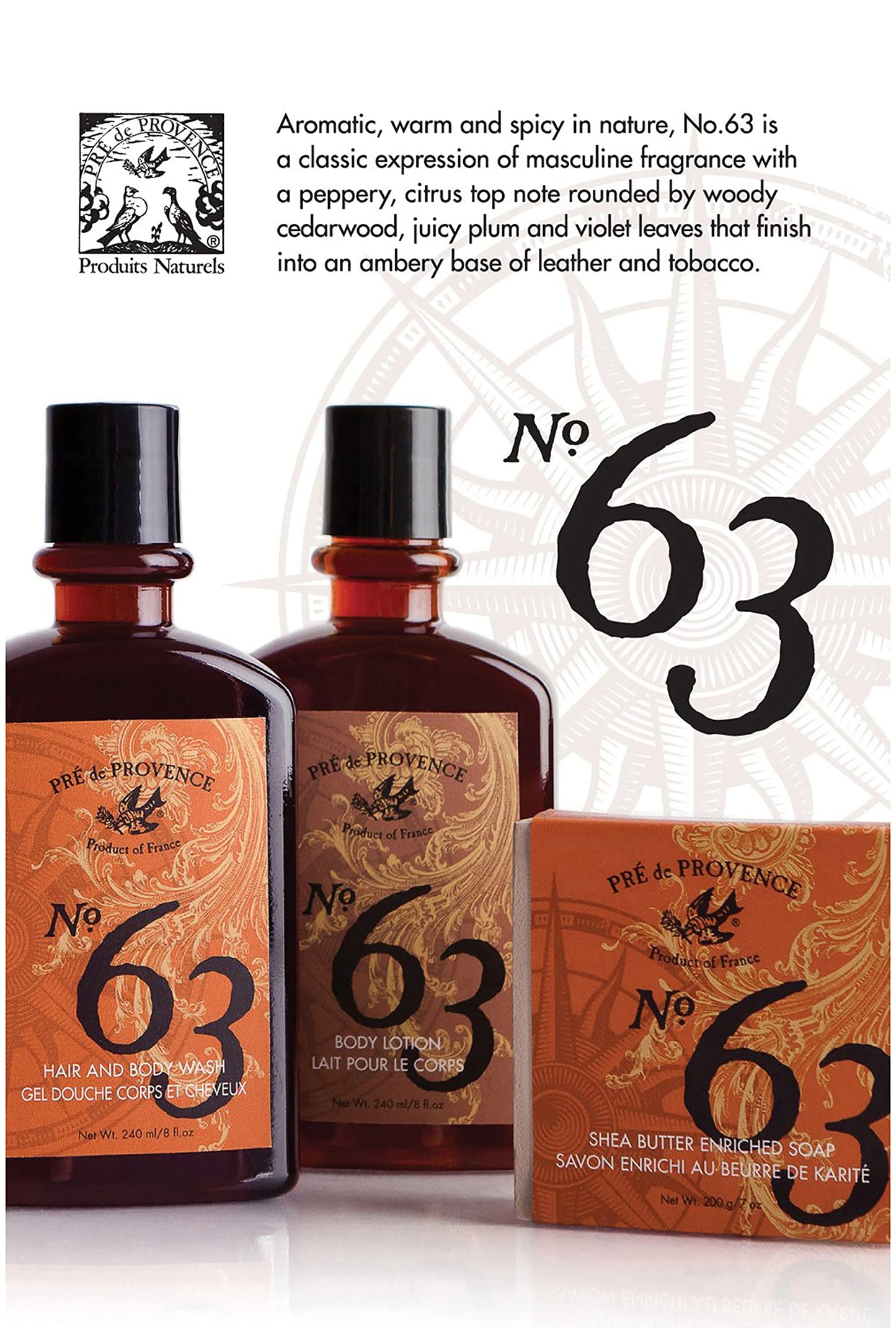 Pre de Provence No. 63 Men's Collection Aromatic, Warm, Spicy Masculine Fragrance, Beard & Face Cream, 75 ML