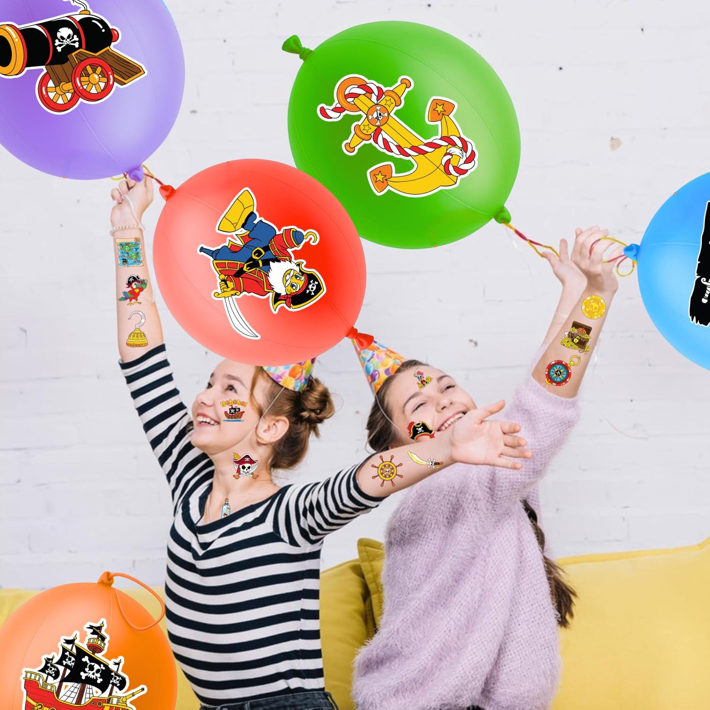 Pirate Punch Balloons for Kids 24 Pack and 48 Temporary Tattoos