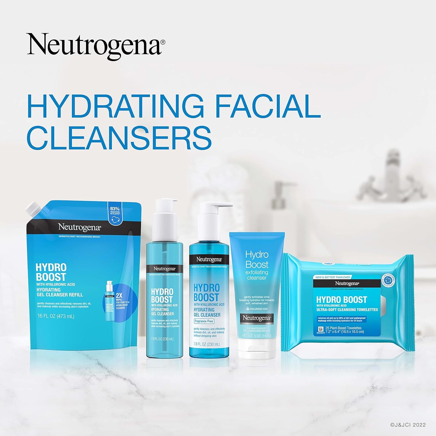 Neutrogena Hydro Boost Facial Cleansing Gel - Lightweight Hydrating Face Wash with Hyaluronic Acid | 16 fl. oz Refill Pouch