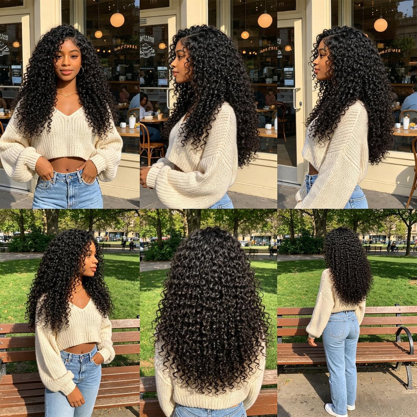 Ocean Wave Crochet Hair Extensions Deep Wave Crochet Hair for Women 22inch 6Packs Synthetic Crochet Hair Curly #1B Natural Black