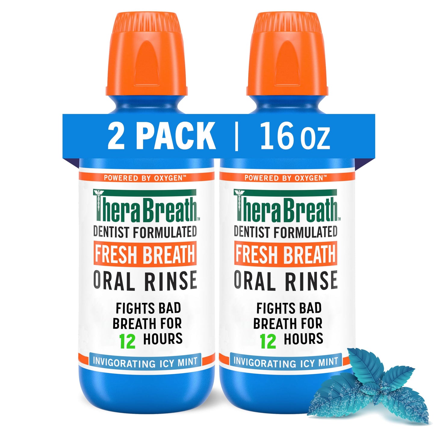 TheraBreath Dentist Formulated Fresh Breath Oral Rinse, Mild Mint, 3 Fl Oz (Pack of 6) and Mouthwash, ICY Mint, 16 Fl Oz (Pack of 2)