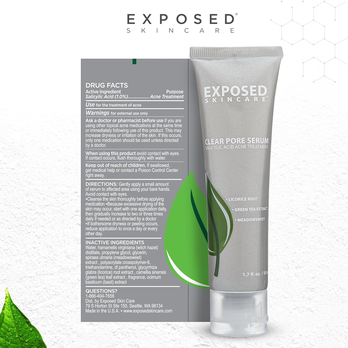 Clear Pore Serum with 1% Salicylic Acid | Ideal for Sensitive & Oily Skin - Minimizes Pores & Reduces Blackheads