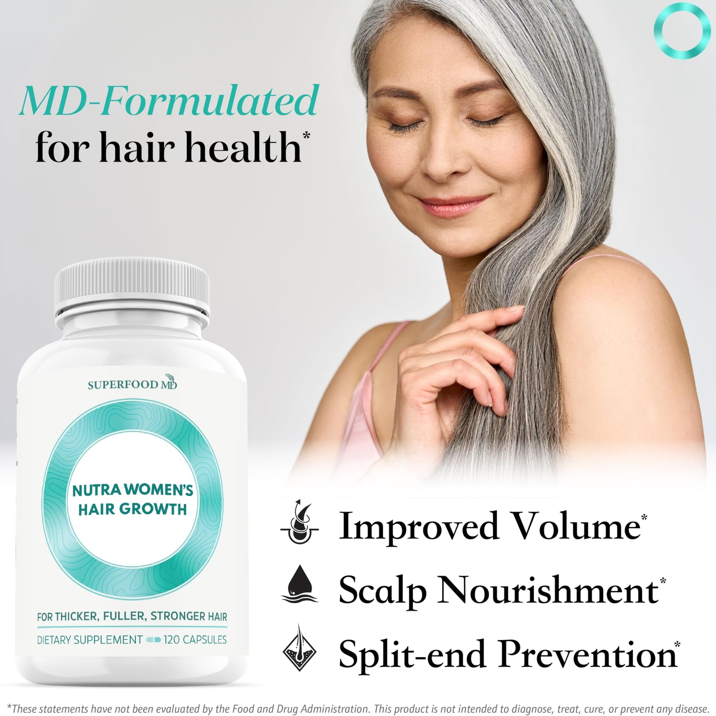 Women's Balance Hair Growth Supplements, Ages 45 and Up, Customer Proven for Visibly Thicker Hair and Scalp Coverage, Soy-Free, Made with 26 Ingredients including Beta Carotenes - 3 Month Supply