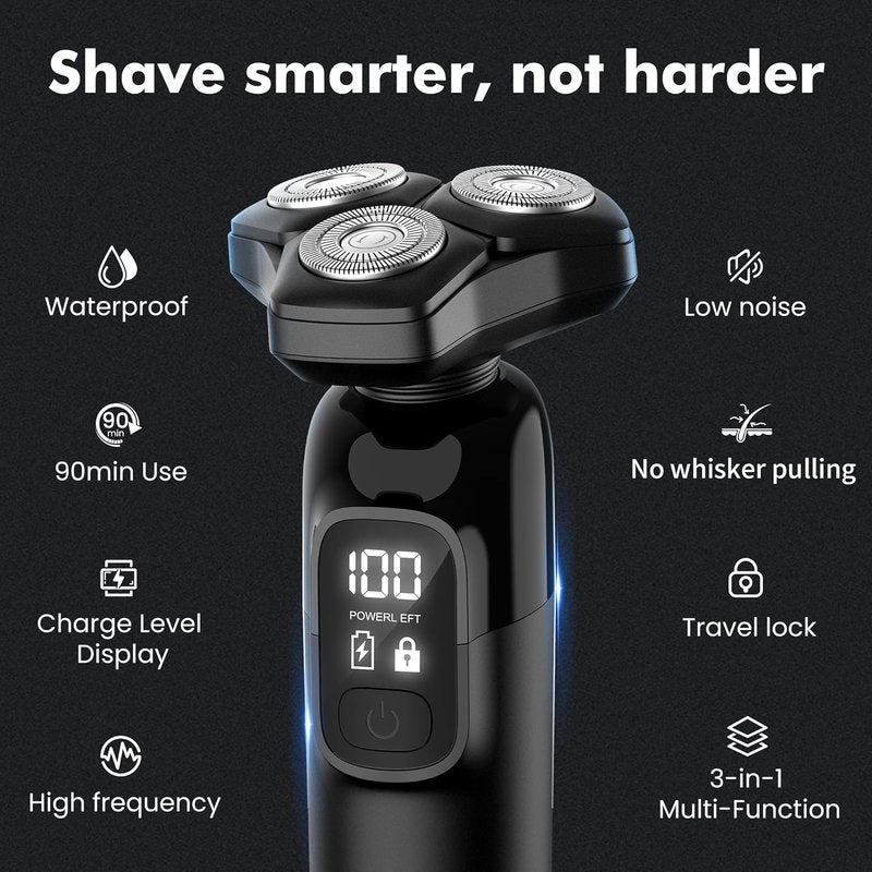 Electric Razor for Men - Flynth 3-in-1 Cordless Shaver | IPX7 Waterproof, Fast Charging, Beard & Nose Trimmer