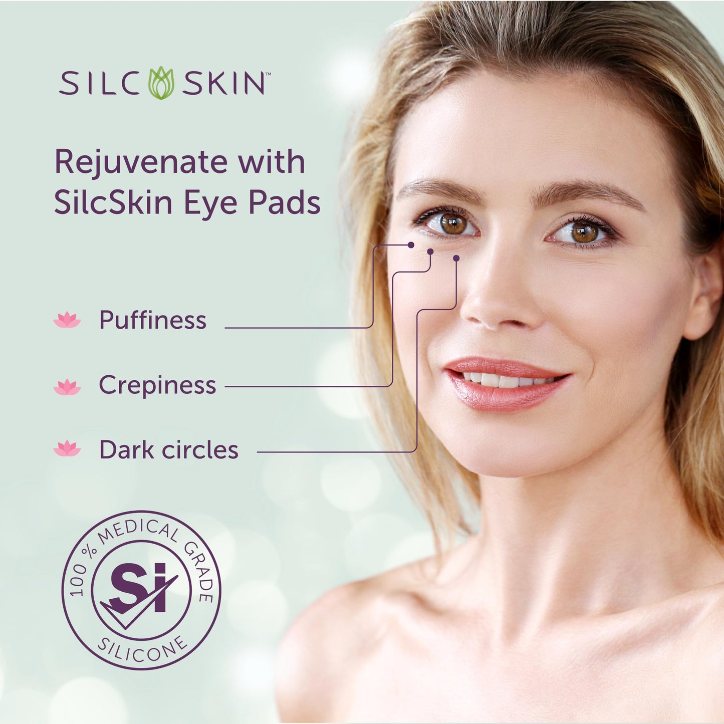 Silc Skin Silicone Eye Pads For Fine Lines, 60 Day Supply