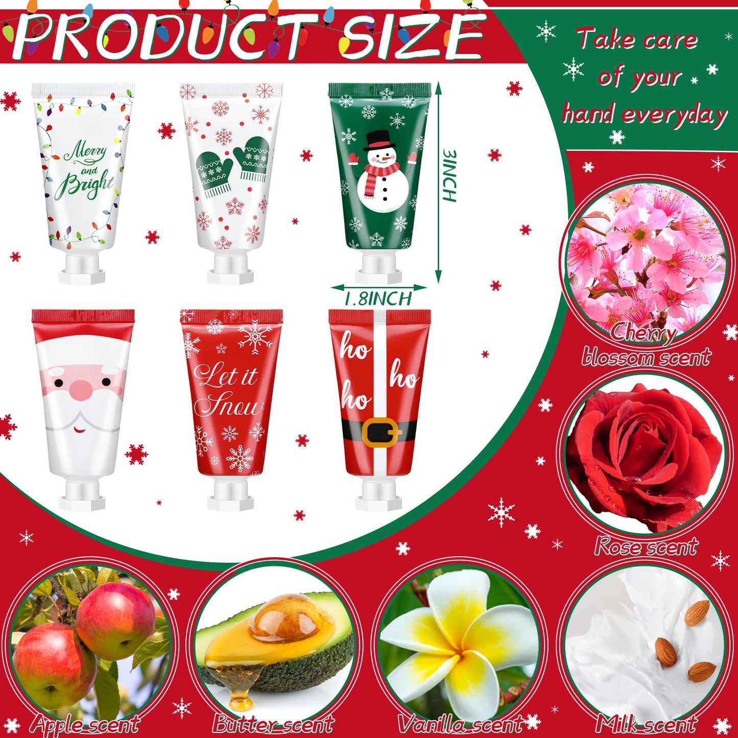 48 Pieces Secret Santa Gift Set: Mini Christmas Hand Cream Travel Size Lotion Bulk Holiday Stocking Stuffers Appreciation Gifts for Women Employee Coworker Staff 30ml 6 Natural Plant Fragrance
