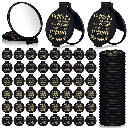 Weysat 48 Pcs Mini Pocket Compact Mirrors Bulk, Sometimes You Forget Your Awesome, Inspirational Gifts for Coworker Employee Guest Positive Affirmation, Small Gifts Bulk for Women, Guests, Christmas