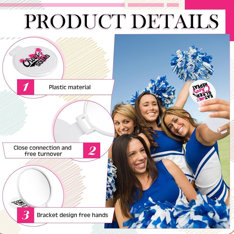 Cheerleader Gifts - 50 Pcs Compact Folding Pocket Purse Mini Makeup Mirror | Inspirational Travel Gift for Team Graduation (White)