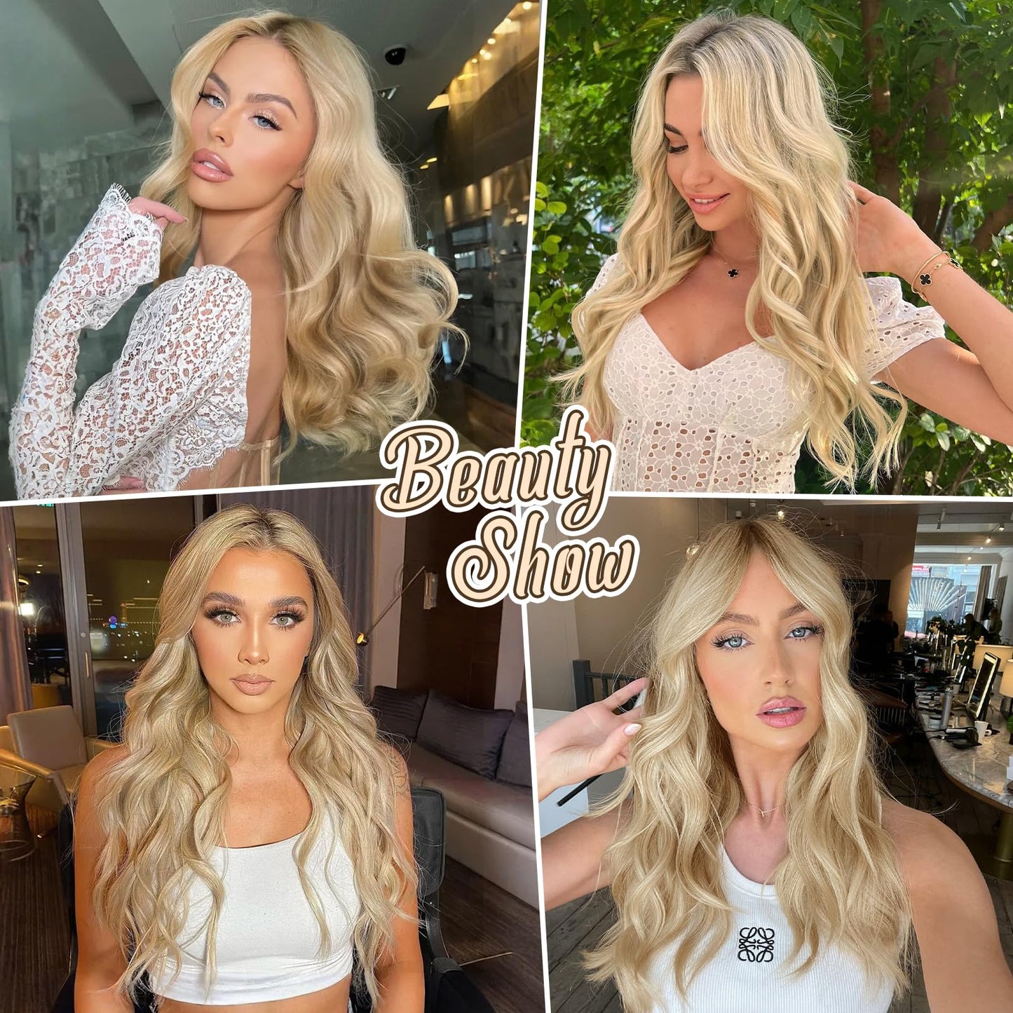 Tinashe Wire Hair Extensions Real Human Hair Straight 12inch 70g Light Blonde Highlighted Golden Blonde Invisible Wire Fish Line Hair Extensions (12 inch, #16/613)