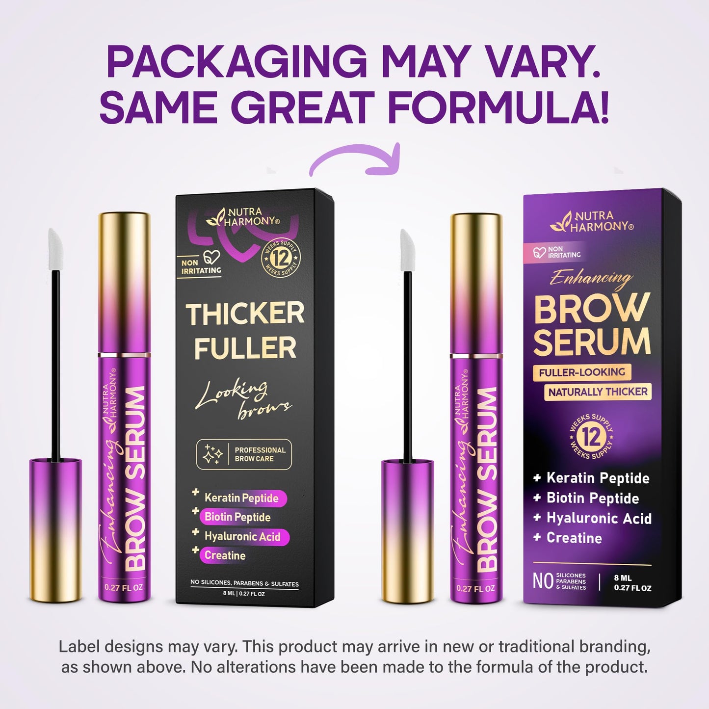 Eyebrow Growth Serum – Peptide Brow Serum for Fuller, Thicker Looking Brows – Biotin & Hyaluronic Acid Conditioning Formula for Sparse, Thin & Patchy Brows, Lightweight Advanced Brow Care, 0.27 fl oz