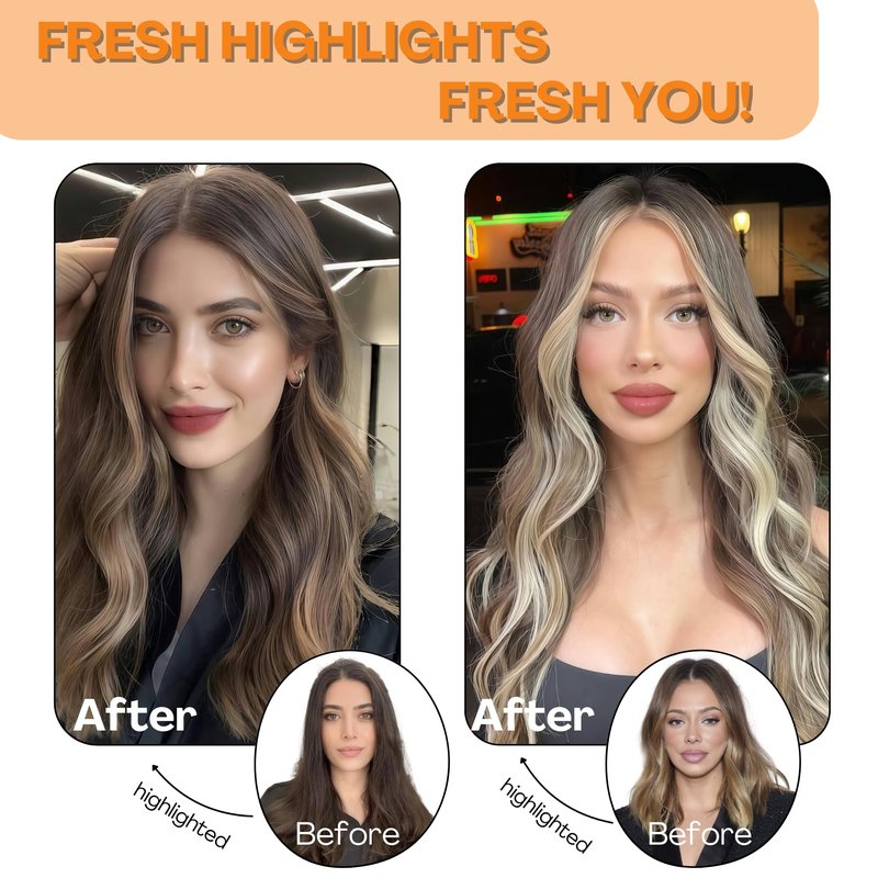 Single Clip In Hair Extensions Real Human Hair, Short Hair Extensions Clip Ins, Remy Balayage Highlight Seamless Hairpieces for Women 6 Pcs 12 Inch 33g Medium Brown Mixed Honey Blonde