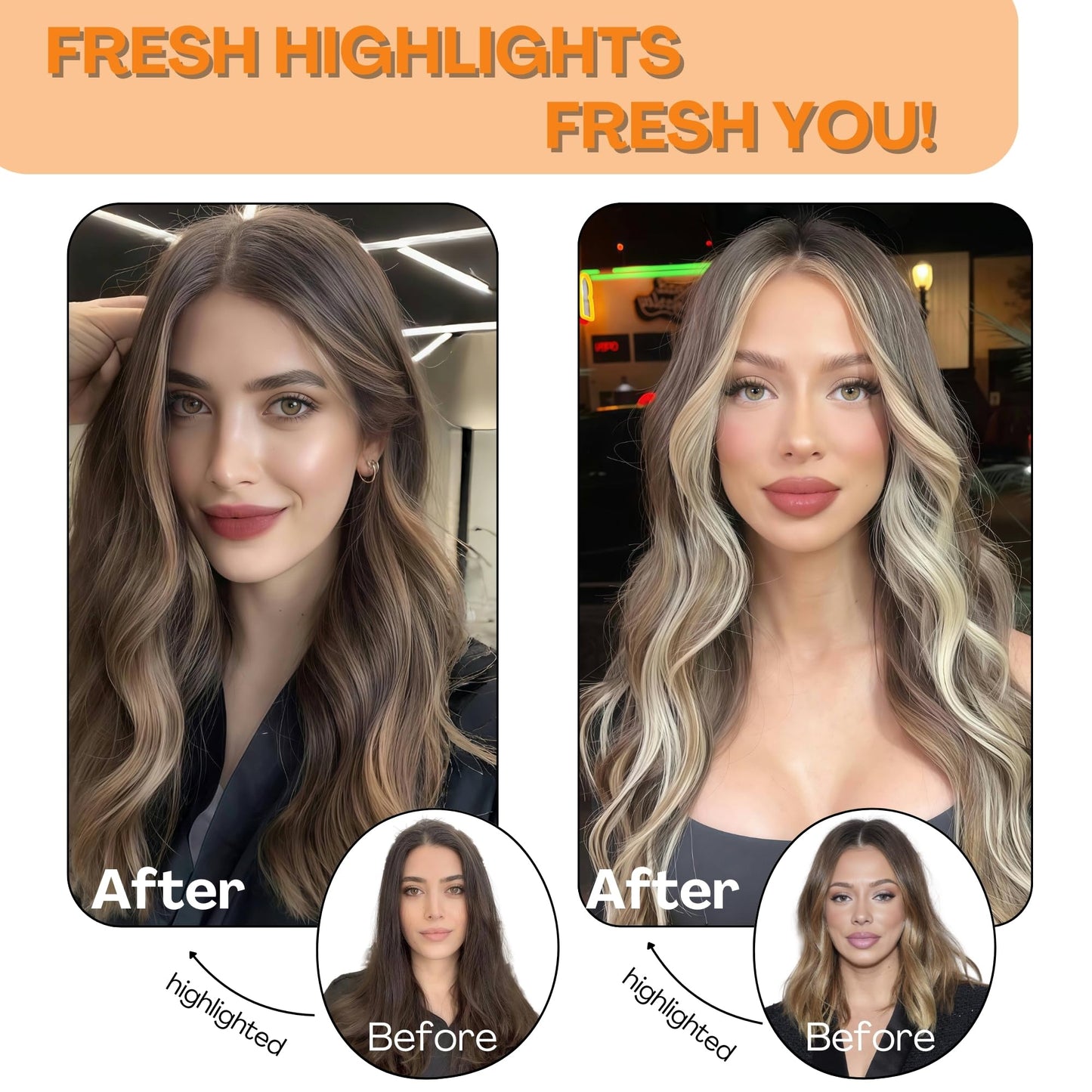 Single Clip In Hair Extensions Real Human Hair, Short Hair Extensions Clip Ins, Remy Balayage Highlight Seamless Hairpieces for Women 6 Pcs 12 Inch 33g Medium Brown Mixed Honey Blonde