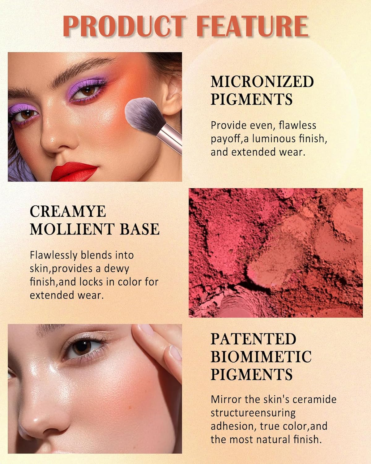 Matte Face Blush Palette - 6 Color High Pigment Mineral Blusher for Cheeks | Long-Lasting Makeup Gift for Women