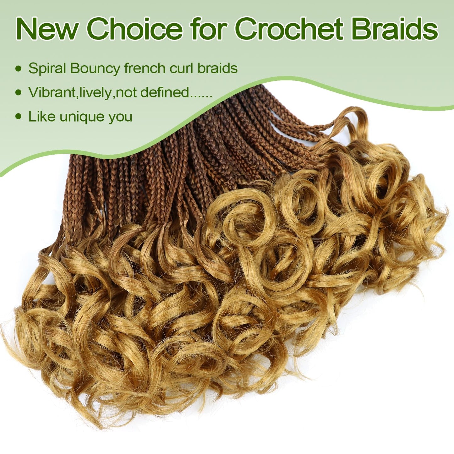 French Curl Braiding Hair Crochet Braids 8 Inch Pre Looped Goddess Box Braids Crochet Hair with Curly Ends Crochet Hair for Black Women (T1B/30/27)