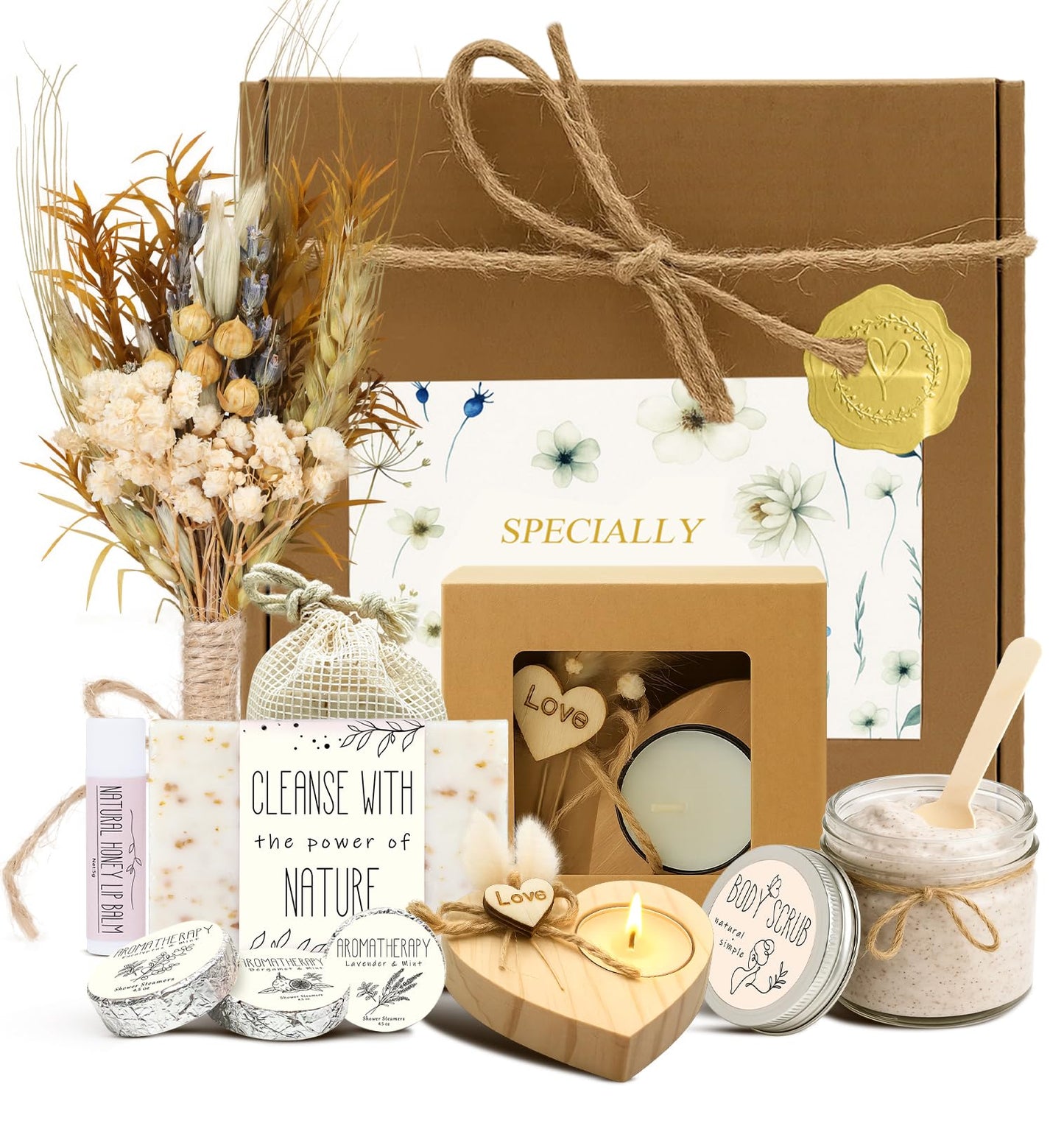 JMHACHY Spa Gifts for Women - Mothers Day Gift Basket for Her, Natural Themed Self Care Kit, Birthday Anniversary Care Package Ideas for Wife Girlfriend Mom from Daughter Husband Friend, 8PCS Items