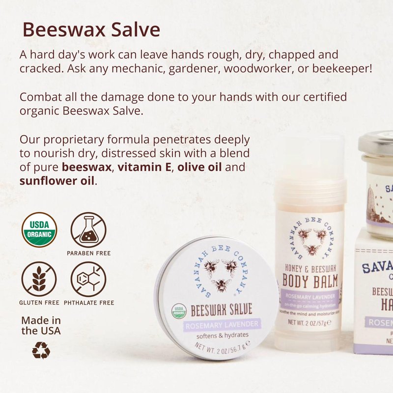 Savannah Bee Company Original Beeswax Salve - Deep Moisturizer Hand Salve - Rosemary Lavender - 2 Oz
