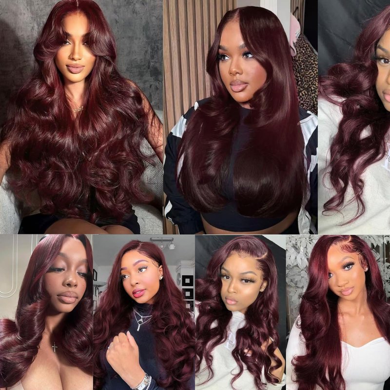 REMY HAIR Body Wave Human Hair Bundles 99J Burgundy Bundles 1 Bundle 16 Inches 100% Human Hair Double Weft Extension Hair