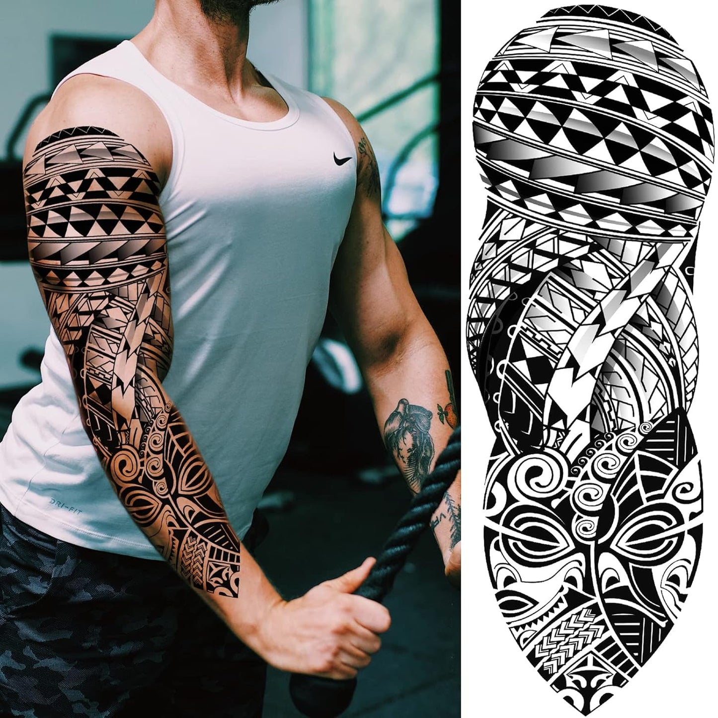 Tribal Temporary Tattoo Sleeves - Full Arm Polynesian & Maori Designs | 6-Sheet Set for Men & Women