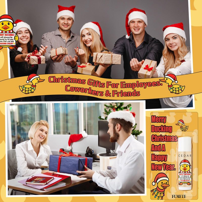 Fumete 24 Pcs Christmas Lip Balms Bulk Funny Duck Gift for Coworker Little Yellow Duck Xmas Lip Balms with Positive Gift Card for Employee Staff Christmas Holidays Party Favors