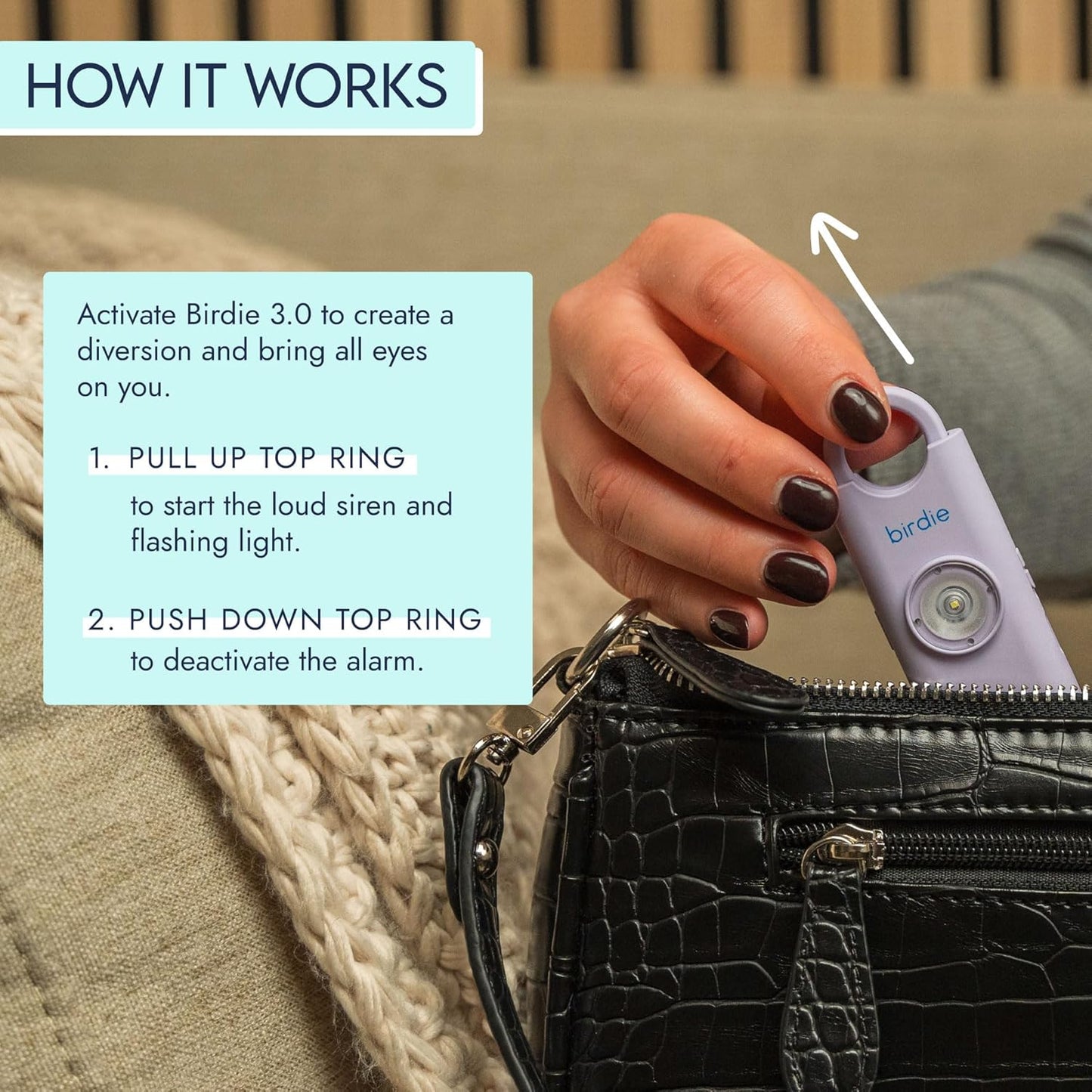 Personal Safety Alarm for Women - Loud Siren, Flashlight & Rechargeable Battery | Coral Orange