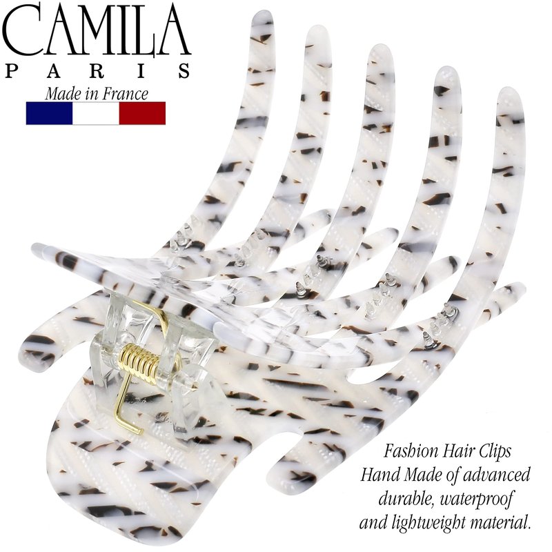 Camila Paris CP3474 French Hair Clip for Women, Hand-Made Hair Side Clips, 3 inch Girls Hair Claw Clips Jaw Fashion Durable Styling Hair Accessories for Women, Strong Hold No Slip Grip, Made in France