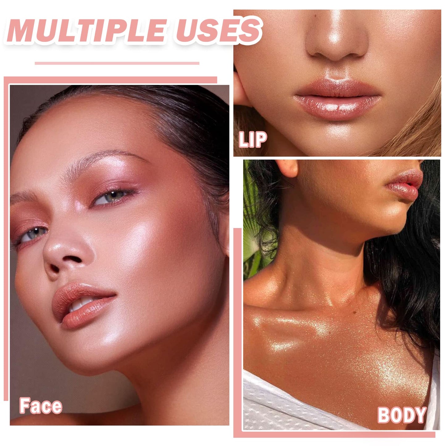 XINGXYUEL Face Shimmer Highlighter Palette, 1.0 Ounce, Pearl White+Fairy Pink, Long-Lasting, Shimmery, Powder, Unisex, Palette, Mixed Colors