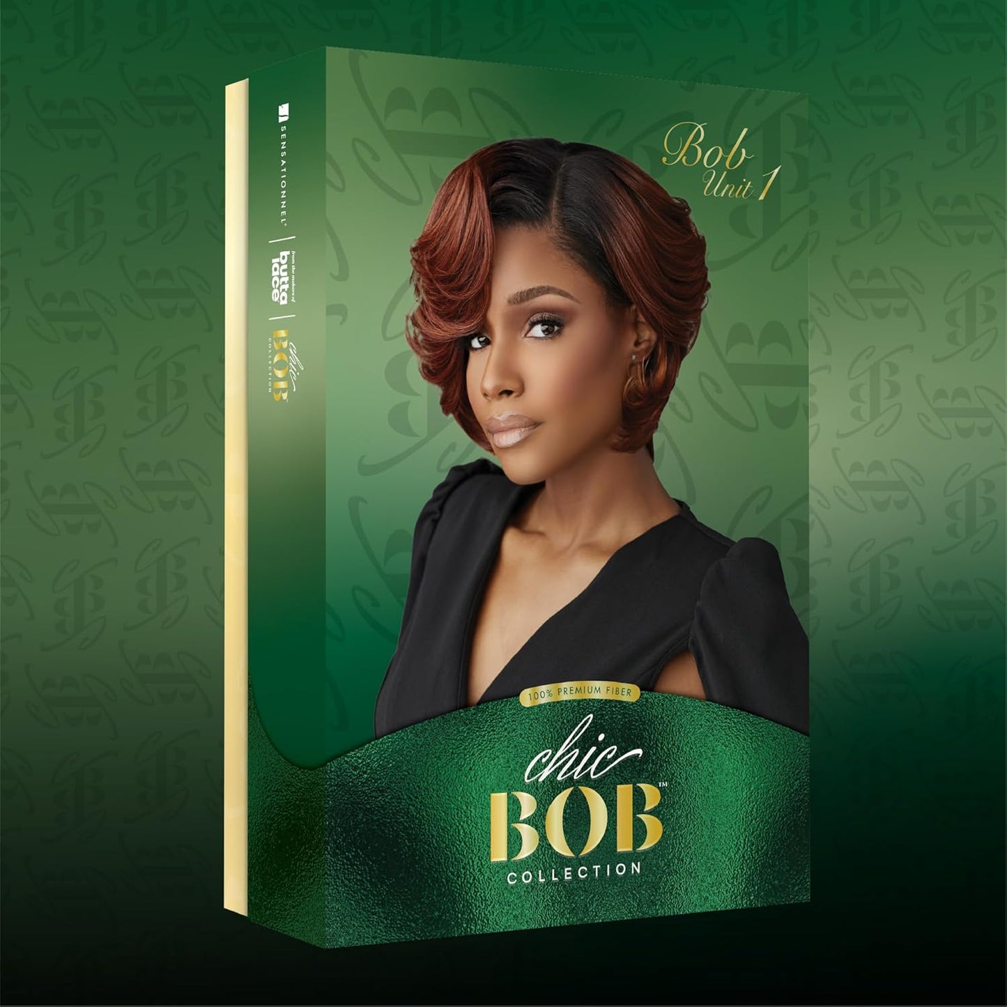 Chicbob Lace Front Wig - Glueless Bob Unit with 5-Inch Deep Part | Synthetic Hair, Pre-Plucked Hairline (1B Off Black)