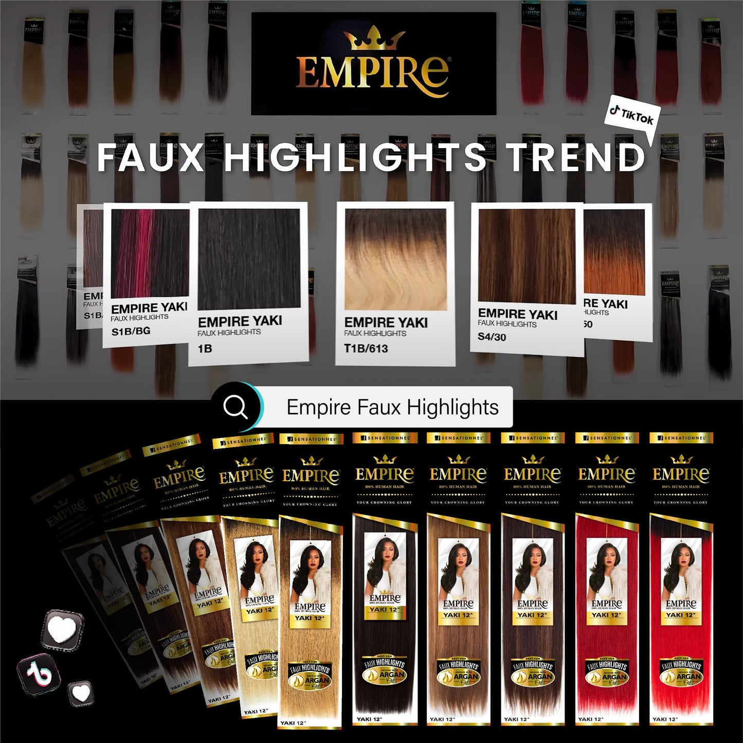 Sensationnel Empire yaki human hair - Tangle Free Weaving for Quick Weave and Sew in Styles for Faux Highlights and Fauxmiddlepart Leave Out - 1 Pack (12 inch, 1 JETBLACK)