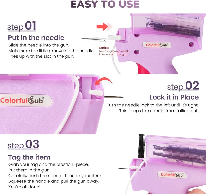 Handheld Stitch Gun for Clothes - Quick Fabric Repair Tool with 6 Needles & 3000 Fasteners | Purple