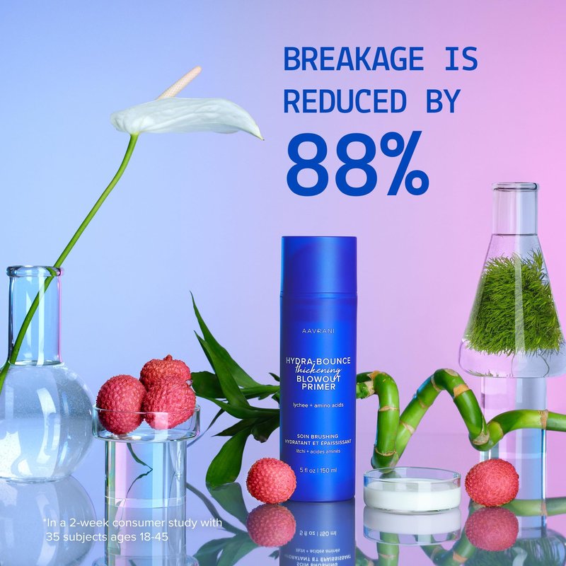 AAVRANI Hydra-Bounce Thickening Blowout Primer & Styling Cream with Lychee & Amino Acids to Volumize, Strengthen and Protect Hair Strands Vegan Color-Safe 5 Fl Oz