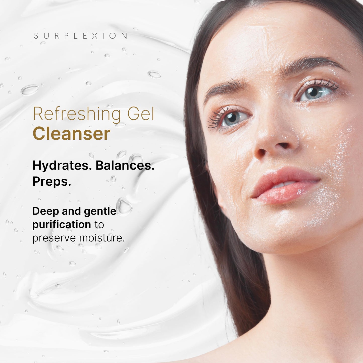 SURPLEXION Hydra Gel Cleanser, Gentle Daily Face Wash, All Skin Types, 6.76 fl oz