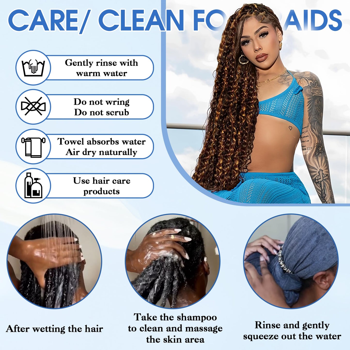 Human Braiding Hair for Boho Braids Human Hair 120g 16Inch Curly Boho Hair for Braiding Knotless 12A Deep Water Wave Bulk Hair Bohemian Braids No Weft 3 Bundles/Pack Chocolate Brown