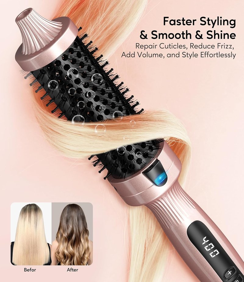 Terviiix Thermal Brush - 1.5 Inch Ionic Heated Curling Wand for Voluminous Styles | Digital Display, 9 Temperatures